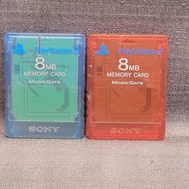 Sony PlayStation 2 Memory Card PS2 Red & Blue MagicGate SCPH-10020 - $19.80