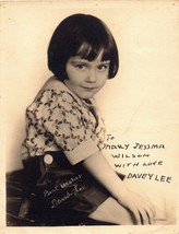 DAVEY LEE autographed HAND SIGNED Vintage 8x10 Sepia Photo 1920&#39;s Child Star  - £199.79 GBP