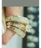14k Oro Amarillo Chapado Imitación Diamante Trío Alianza - €95,52 EUR