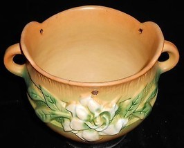 1940s/50s Roseville Pottery Gardenia Pattern Hanging Basket Planter Made In Ohio - £101.78 GBP