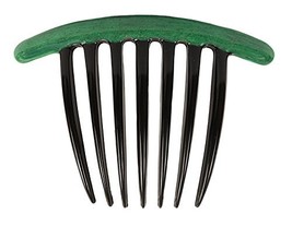 Caravan French Twist Comb in Black Decorated with Green Enamel - $30.00