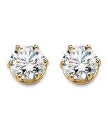 PalmBeach Jewelry 4 TCW Round CZ Gold-Plated Silver Solitaire Stud Earrings - £39.43 GBP