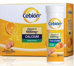 4 tubes X 10&#39;s Cebion Vitamin C 1000mg + Calcium Effervescent EXPRESS SHIP  - £30.93 GBP