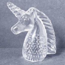 Hand Blown Art Glass Clear Unicorn Paperweight Figurine - $18.00