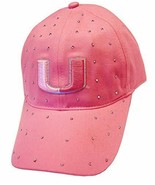 Miami Hurricanes NCAA Pink Rhinestone Slouch Relaxed Hat Cap Women&#39;s Adj... - $250.19 MXN