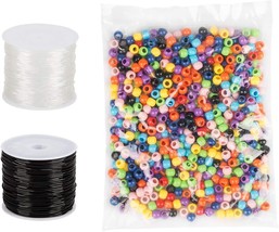1mm Elastic Bracelet String Cord with 10mm Multi Color Beads Black White... - £22.53 GBP