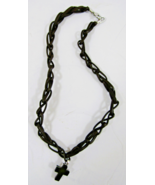 Emporio Armani Woven Brown Leather Cross Necklace - $3,613.97 MXN