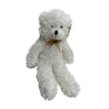 Cuddly Cousins 19" Curly White Bear Gold Tie Plush Stuffed Animal - $11.29