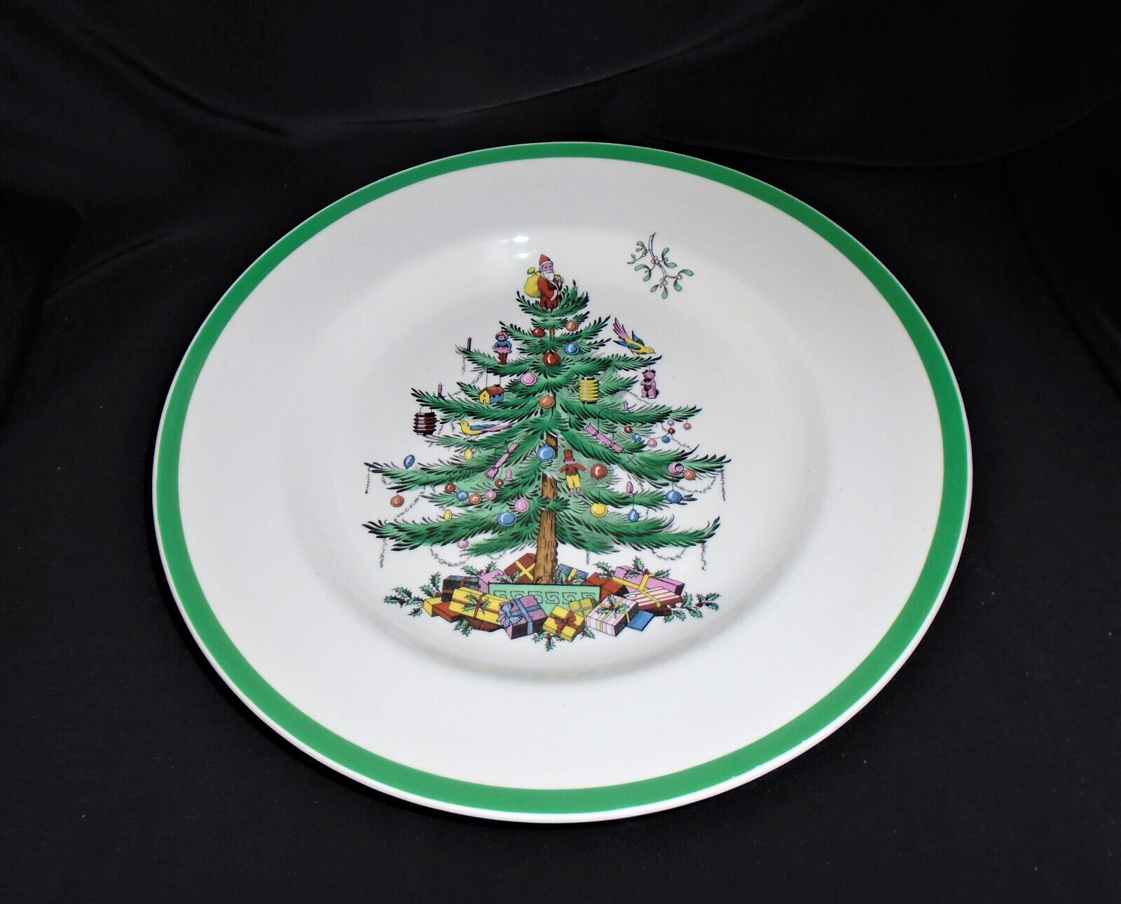 Primary image for Spode Christmas Tree Dinner Plate Green Trim 10 3/4"