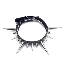 Gothic Punk Choker Faux Leather Collar with Long Spikes Rivets for Women... - $255.00 MXN