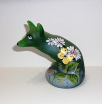 Fenton Glass Emerald Green Butterfly Bliss Floral Fox Figurine Ltd Ed 7/28 Kibbe - £135.30 GBP