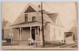 RPPC Edwardian Mother and Children on Porch House c1910 Real Photo Postc... - $8.95