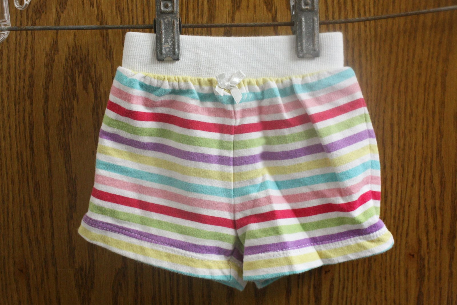 Circo White Shorts with Rainbow Stripes - Size Girls 3 Months  - $7.99