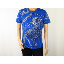 Mens PLATINI Sports Shirt With Rhine Stones Lion Chain STT8025 Royal Blue image 2