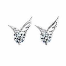 Fashion Lady Zircon Crystal Angel Wings Rhinestone Earring Dangle Ear Studs Hook - £6.83 GBP