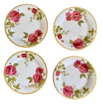 Set of 4 Charter Club FASHION ROSE BUFFET Gold Plates Pink Roses Ladybug... - $79.00