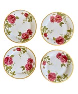 Set of 4 Charter Club FASHION ROSE BUFFET Gold Plates Pink Roses Ladybug... - $107.30 CAD