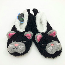 Snoozies Women&#39;s Black Cat with  Polka Dot Ears Slippers Medium 7/8 - £11.76 GBP