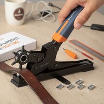 Desktop Leather Belt Hole Puncher Kit - Heavy Duty Carbon Steel, 6 Sizes... - $59.39