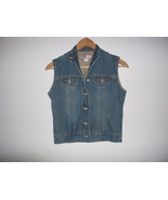 Women&#39;s Old Navy Blue Denim Jean Vest Jacket Size XS moto collar - $9.89