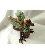 Sculpture Dragon Fantasy Forest Wyvern Hand Crafted Polymer Clay Mixed Media  - $145.00