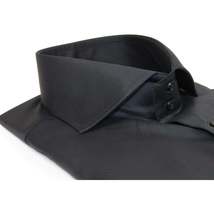 Men Dress Shirts AXXESS Turkey 100% Soft Egyptian Cotton 224-07 Solid Black image 3