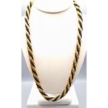 Chunky Double Strand Rope Necklace, Twisted Gold and Black Strands for a Bold - £25.43 GBP