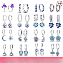 925 Sterling Silver Blue-Purple Series Drop Earrings For Women Love-Heart Star - $13.50