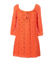 NWT Trina Turk Lace Amplify in Orange Geo Mod Bell Sleeve Shift Dress 2 $368 - £26.87 GBP