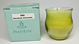 PartyLite Mini Barrel Glass Jar Candle 3.7oz Germanium Citronella P6D/G3... - $14.99
