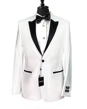 Couture 1910 Stretch 1 Button White Peak Lapel Tuxedo Jacket Only Slim Fit - £197.48 GBP