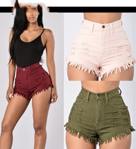 Stretch Sexy Frayed Denim Shorts Women&#39;s Hot Pants - $653.13 MXN