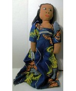 Cloth Black Art Rag Doll Removable African Print Dress 17 Inches - $29.69