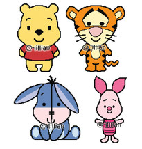 Sales ~4 Sets Winnie The Pooh Tigger Eeyore Piglet Counted Cross Stitch Patterns - $9.85