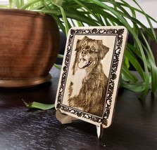 dog portrait, engraved photo frame / Engraved wood photo / dog memorial photo /  - £31.97 GBP