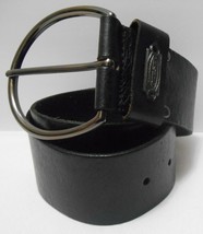 Diesel Women&#39;s Leather Belt Black Strap Huge Buckle Tag 29&quot; / 70cm - £27.87 GBP