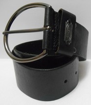 Diesel Women&#39;s Leather Belt Black Strap Huge Buckle Tag 29&quot; / 70cm - £27.94 GBP