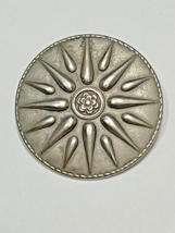 925 Pin Brooch or Pendant Round Vergina Sun Star Burst Coin 1.25&quot; - $46.53