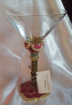 2 Saints Jewel Encrusted Swarovski Crystal Enameled Martini Stem Mint w/ Tag &quot;04 - £38.21 GBP