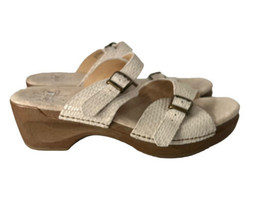 SANITA Womens Shoes DEBORA Sandals Strappy Clogs Slides Cream Wedge Sz 4... - £24.90 GBP