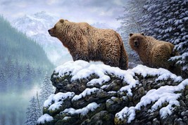Giclee Two brown bears painting Picture HD print on canvas - £9.02 GBP+
