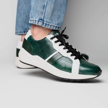 Lyon Genuine Ostrich and Calfskin Fashion Sneaker Green / White image 9