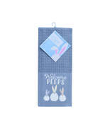 NEW Easter Bunny &quot;Welcome PEEPS&quot; blue kitchen towel embroidered 15 x 25 ... - £5.53 GBP