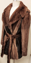 Bill Robinson Women’s Midi Fur with Leather Insert Coat Sz.-L Brown - £235.89 GBP