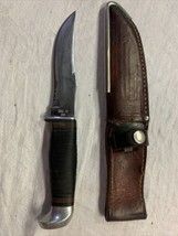 Vintage 1960s Case XX 323-5 Fixed 5&quot; Blade Hunting Knife &amp; Case Leather ... - $129.99