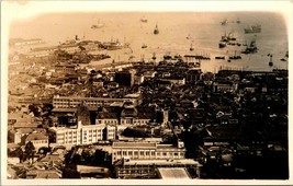 Vtg 1920s Sepia Real Photo RPPC Kobe Japan Harbor w Ships General View Aerial - £9.30 GBP