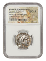 Ancient Greek: Alexander III (336-323 BC) AR Tetradrachm NGC Ch. Fine (Macedon) - £425.88 GBP