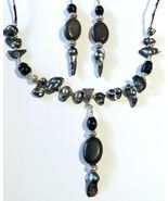 Pearl Jasper Silver jewelry set necklace earrings Gothic jewelry set gra... - $115.49 CAD