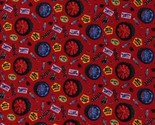 Cotton Truck Tires Wheels  Patriotic American Fabric Print by the Yard D... - $11.95