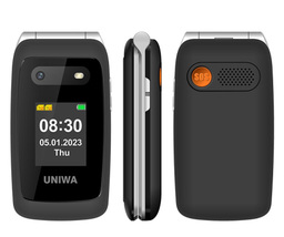 Uniwa V202T 4G Flip Style Phone Unisoc 2.4&quot; Dual Screens 21 Keys Dual Sim Black - £77.43 GBP